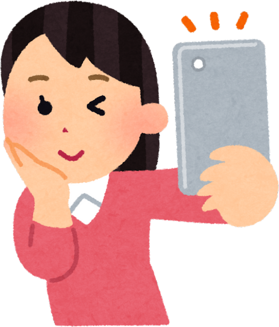 Illustration of a Woman Taking a Selfie with a Smartphone